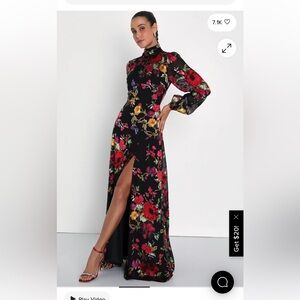 Graceful Arrival Black Floral Burnout Backless Maxi Dress